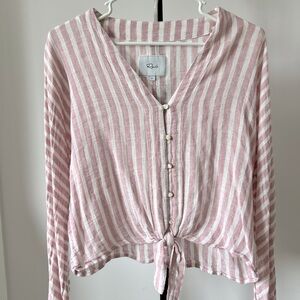 Rails Sloane Rose Stripe tie front shirt